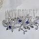 Wedding something blue Bridal comb Wedding hair comb Downton Abbey silver rhinestone hair piece with pearls