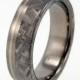Titanium Wedding Band with Sterling Silver and Meteorite inlay (6mm)