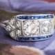 Art Deco 1930's Vintage 1.6ct t.w. Old European Cut Diamond & Sapphire Engagement Anniversary Ring Platinum