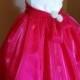 Girls Festive Pink Formal Dress with Chantilly Lace & 2 Big Jeweled Buttons, Handmade Girls Satin Organza Full Skirt Party Celebration Dress