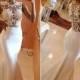 Hot-Sell Long Wedding Gown - White Mermaid Scoop with Appliques