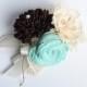 Sola Flower Corsage, Ivory, Mint, Brown Mother's Corsage, Wedding Corsage
