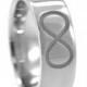 Infinity Knot Ring, Trinity Ring, Engraved Christian Fish Ring, Titanium Wedding Band