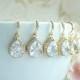 Gold Bridal Earrings Wedding Earrings Bridesmaids Sets Earrings LARGE Teardrop White Crystal Cubic Zirconia Earrings Bridesmaid Gift
