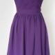 2015 One-shoulder Dark Purple Chiffon Short Bridesmaid Dress
