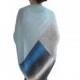 50% CLEARENCE Triangle Mohair Shawl Blue - Gray Tones Color by Afra