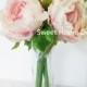 JennysFlowerShop 9'' Soft Silk Peony Artificial Flower Bouquet (10 stems/5 Flower Head) for Wedding/ Home Decorations Pink