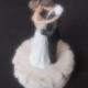 Cake Topper Wedding Ivory Flower Bride Groom