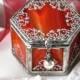 Custom jewelry box, Indian wedding ring box, Engagement ring box, Red wedding jewelry keepsake box, Minature hexagonal jewelery box, For Her