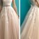 2016 Marvelous Tulle Jewel Neckline Mermaid Lace Wedding Dress 