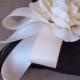 Black Ivory Wedding Ring Bearer Pillow Silk Peony Rose Flower Elegant Ribbon Wedding Ring Pillow