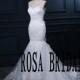 Mermaid wedding dress lace, Ivory Lace wedding dress bridal gown with belt ribbon custom size
