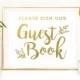 GUEST BOOK Wedding Signs in Gold Foil / Guest Book Wedding Signs / Custom Wedding Signs / Reception Signs  / Guest Book Sign / Peony Theme