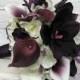Brides bouquet real touch calla lily plum picasso orchid Wedding bouquet