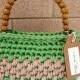Borsa verde e beige in fettuccia - green and beige bag -  bag of crocheting  - borsa in fettuccia lavorata a uncinetto - made in Italy
