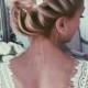 French Braided Updo Flower Hairpiece Wedding Hairstyle