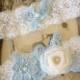 Wedding Garter/ Something Blue/ Garter /Bridal Lingerie/ Blue Garter Set/ Lace Garter/Bridal Accessories/ Ivory Garter