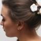 Small fabric flower, Wedding flower hair pin, Wedding flowers, Natural white silk small flower, Bridal flower hair pin, Hair accessories.