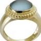 Round Blue Gold ring, Blue quartz, 14k Yellow Gold, Blue stone engagement Ring, Blue quartz ring, large gemstone gold ring, everyday ring
