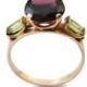 Rose gold ring, red rose cut garnet peridot ring, gemstone ring, statement ring, engagement ring, alternative ring, Vintage handmade ring