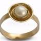 Gold Pearl ring, 14K yellow gold, pearl engagement ring, Organic ring, freshwater pearl ring, Vintage gold ring, White gemstone ring, sale
