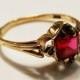 RESERVED for Margo Vintage London Ladies Red and White Topaz Engagement Ring in 9ct Yellow Gold FREE POSTAGE