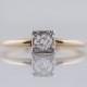 Antique Engagement Ring Art Deco .22ct Old European Cut in 14k Yellow & White Gold