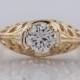 Antique Engagement Ring Art Deco .60ct Old European Cut Diamond in 14k Yellow Gold