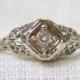 Vintage 1920s Diamond Engagement Ring in 14k Gold .25 Carat