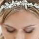 Vintage style wedding hair vine wrap. Bohemian wedding hair accessory. Pearl halo. Wedding hair crown. Wedding hair vine. Opal hair vine