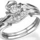 Bridal Set, Engagement Set, Flower Engagement, Flower Diamond Ring, Floral Ring, Promise Ring, 14K White Ring, 14k ring, Unique Ring, Rings
