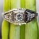 Beautiful Antique Art Deco Platinum Old European Cut  Diamond Engagement Ring VEG #193