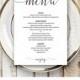 Wedding menu template 5x7 Rustic wedding menu printable Instant downolad Editable menu cards Kraft menu cards Minimalist Modern