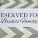 5 x 7 Reserved for Bride or Groom's Family Wedding Table Cards Signs - Set of 2 PRINTED Folded signs