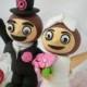 Mascot Mr. & Mrs. Custom Wedding Cake Topper--Love OSU Brutus Couple with circle clear base