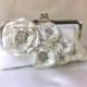 THE BRIDAL BOUQUET clutch silk with vintage rhinestones chain handle add on photo lining