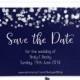 Save the date wedding magnet or card, glittering lights design, navy blue