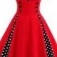 Retro Polka Dot Button Embellished Dress