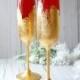 Wedding Champagne Flutes Champagne Glasses Red Gold Wedding Toasting Flutes