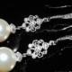 Bridal Pearl Chandelier Earrings Swarovski 10mm Ivory Pearl Silver Dangle Earrings Ivory Pearl Wedding Jewelry Bridal Pearl Drop Earrings