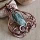 Wire Wrapped Seraphinite Pendant Wire copper jewelry Gift for women Copper pendant Christmas Gift Birthday Bohemian Jewelry Charm Necklace