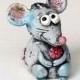 Mouse clay figurine pottery toy mouse figurine Gift kids mouse clay mouse toy mouse clay doll mouse miniature garden figure grey mouse