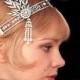 Great Gatsby headpiece forehead band 1920s flapper wedding bridal hair accessories vintage headpiece