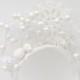 Winter Snow Queen Headband - Head Piece / White Snowflakes & Pearl White Berries Winter Bride Wedding Fashion / MADE-TO-ORDER Gift Under 100