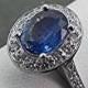 1.36 Carat 8x6mm Natural Blue Sapphire Diamond Halo ring 14k White gold .50 cts of Diamonds1100