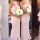 Elegant Spaghetti Straps Backless Pink Mermaid Bridesmaid Dress