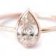Diamond Ring - Solitaire Pear Diamond Engagement Ring - 0.75 Carat Pear Diamond - 18k Gold