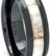 Deer Antler Ring in Black Ceramic 8mm Comfort Fit Wedding Band