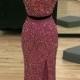 Sparkling Two-piece Mermaid Scoop Split Sleeveless Fuchsia Prom Dress with Sequins