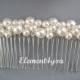 Pearl Crystal comb, Bridal Headpiece, Wedding hair piece, Swarovski white or ivory pearls, Beaded comb, Veil attachment, Tiara, Fascinator